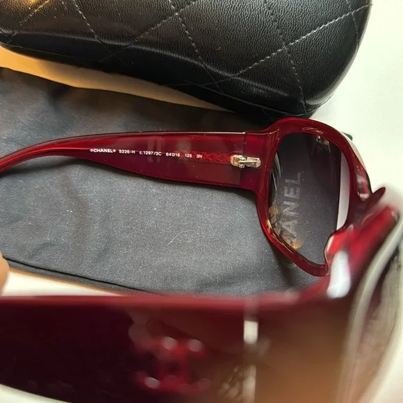 CHANEL vintage large Burgundy Prescription lens Frames+Sock+  display picture 2